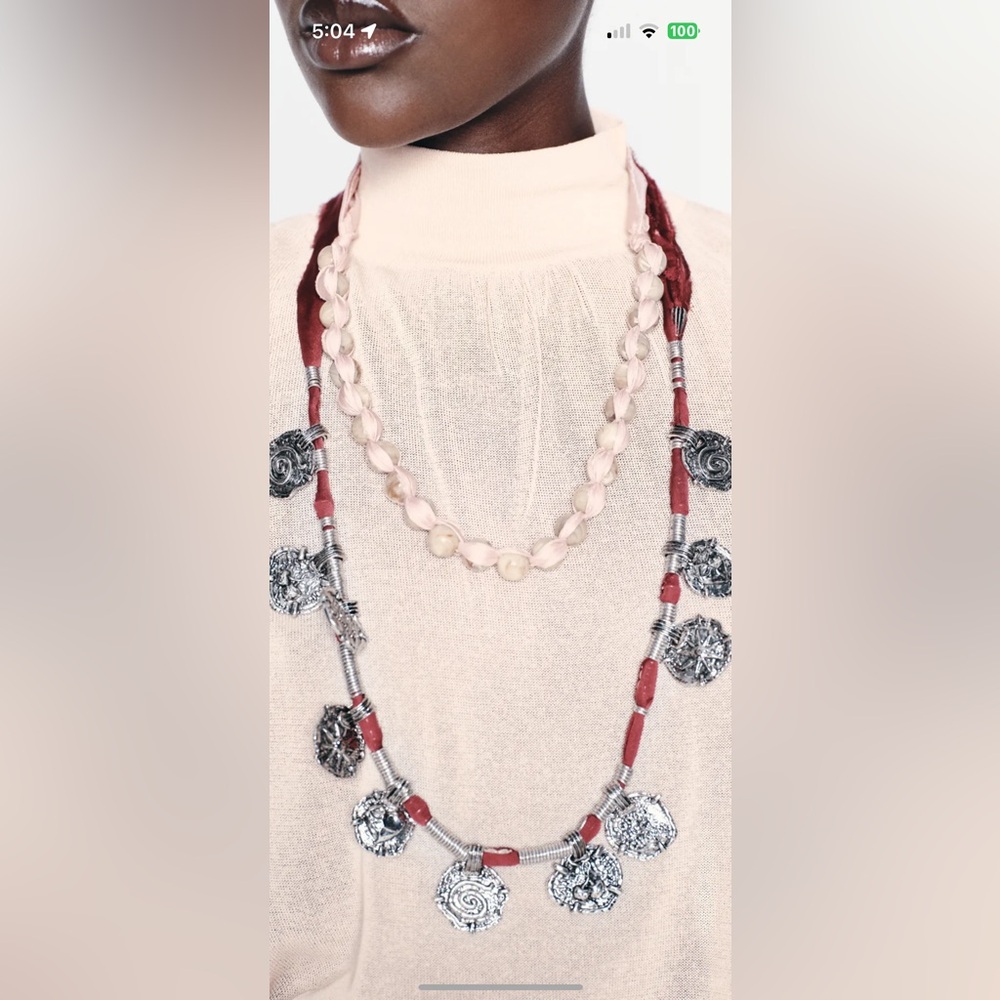 Zara two pack of fabric pieces necklaces